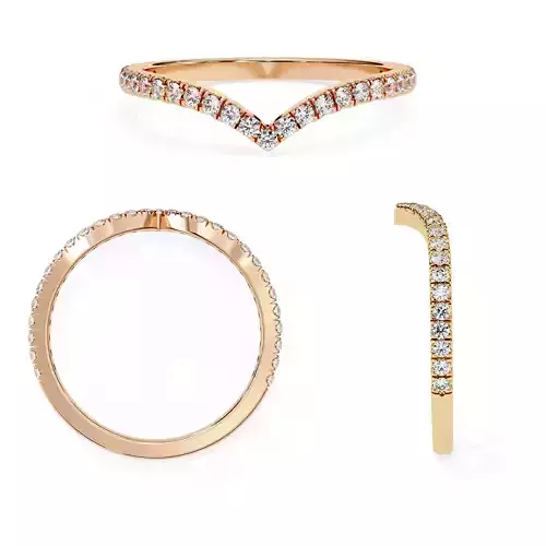 Elegant V-Shaped Pave Diamond Ring High-Detail Jewelry STL File