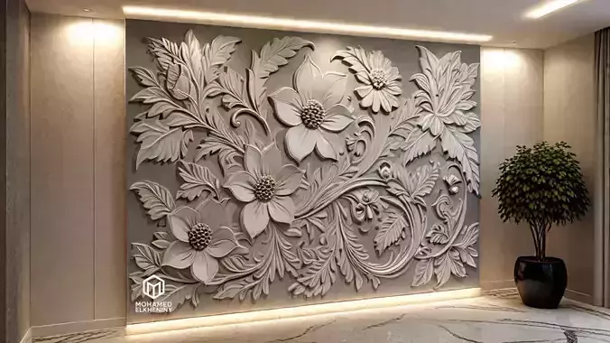 modern panel wall decor set relief stl mural CNC 275