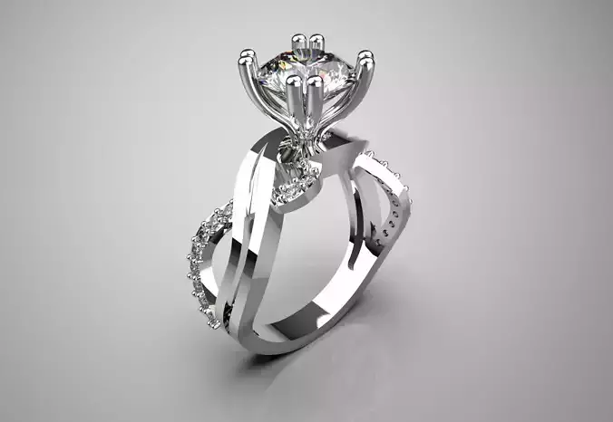 luxury wedding solitaire stl 3d jewelry ring model sr0057