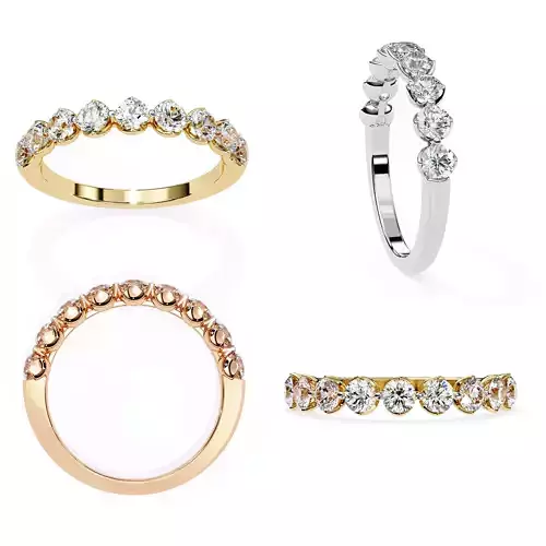 Shared-Prong Round Diamond Band 3D Model STL for 3D Printing