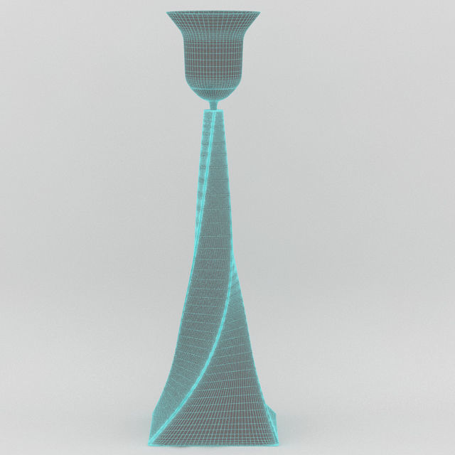 torchiere 4 metal lamp with glass top 3D model_1