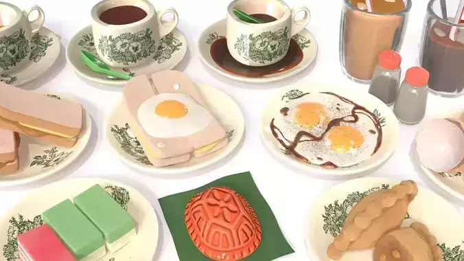 Malaysia Nanyang Coffee Shop Kopitiam - Stylized Food Pack 3D model 2