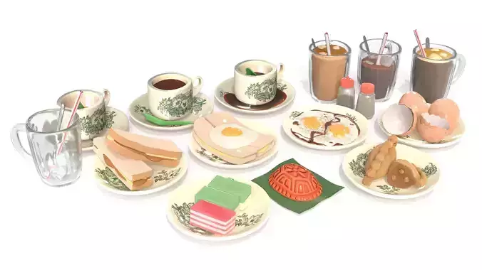 Malaysia Nanyang Coffee Shop Kopitiam - Stylized Food Pack 3D model 7