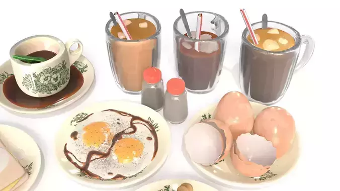 Malaysia Nanyang Coffee Shop Kopitiam - Stylized Food Pack 3D model 3