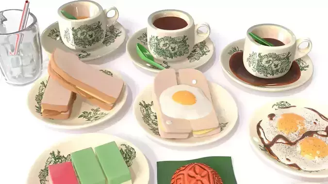 Malaysia Nanyang Coffee Shop Kopitiam - Stylized Food Pack 3D model 4