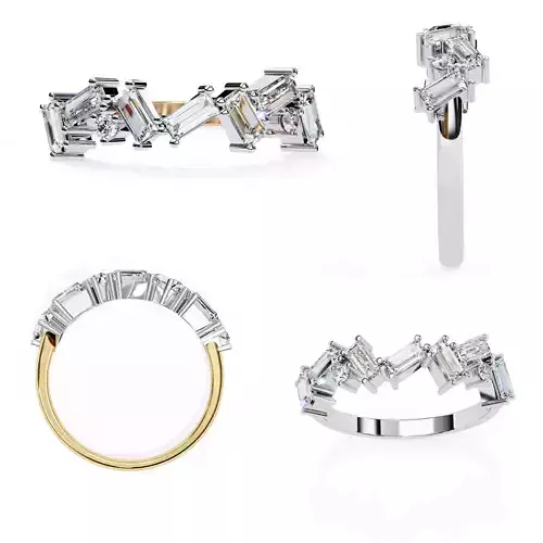 Zig-Zag Emerald  Round Diamond Band Premium 3D Model STL