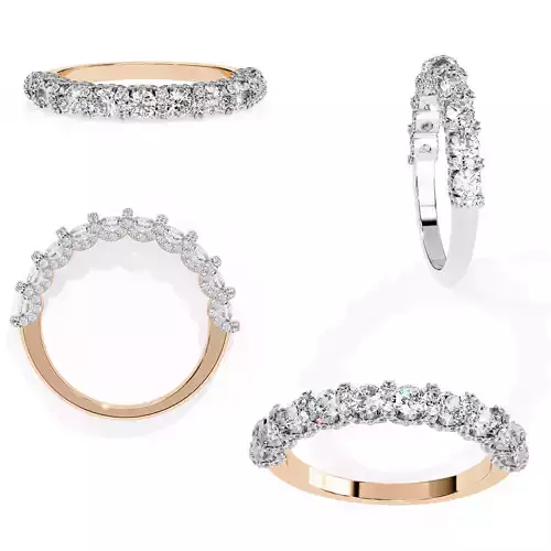 Cushion  Round Diamond Cluster Band Premium STL 3D Model