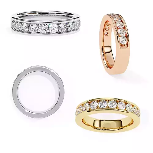 Channel-set diamond band STL for jewelry design printing