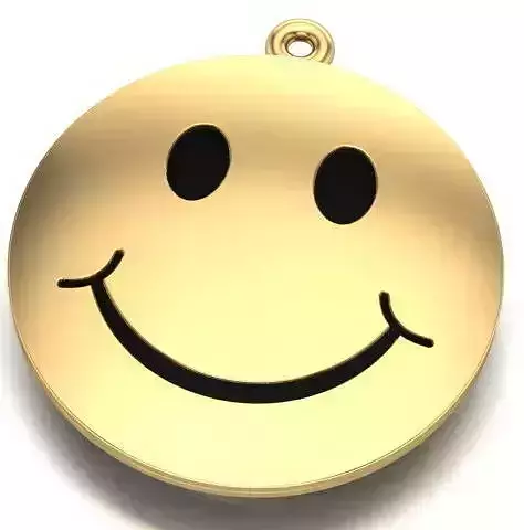 Pendant 3D print model gold smiley face charm