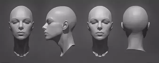 Original woman facial head sculpture details character design