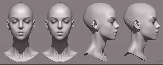 Original woman facial head sculpture details character design