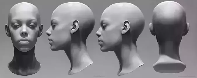 Original woman facial head sculpture details character design