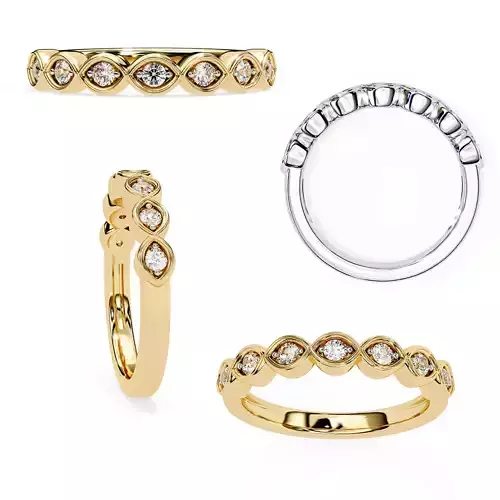 Marquise Bezel Diamond Band Ring 3D Model STL Included