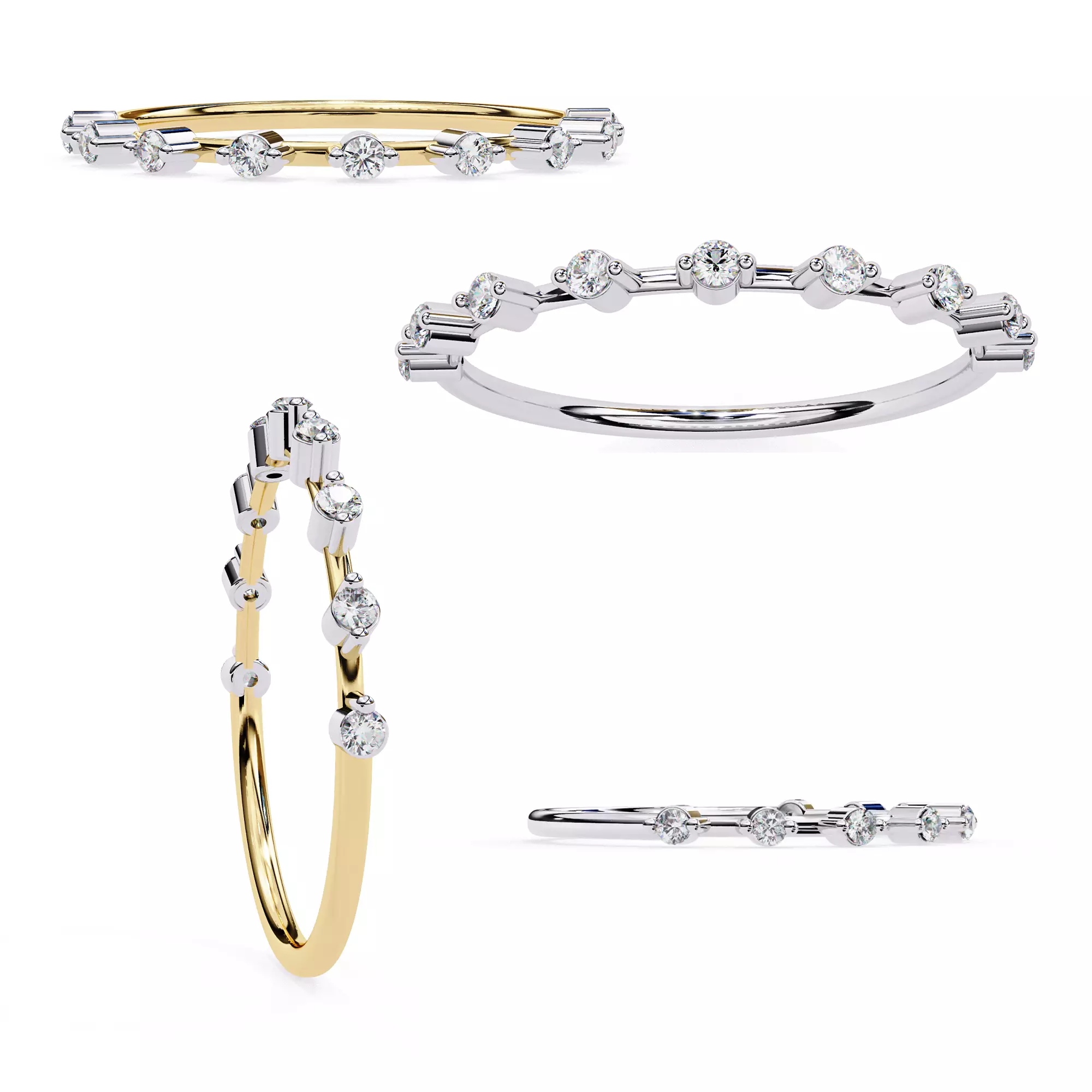 Minimal Diamond Stackable Ring Jewelry CAD Model STL 3DM 3D print model