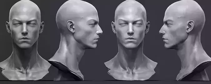 Original man  facial head sculpture details character design