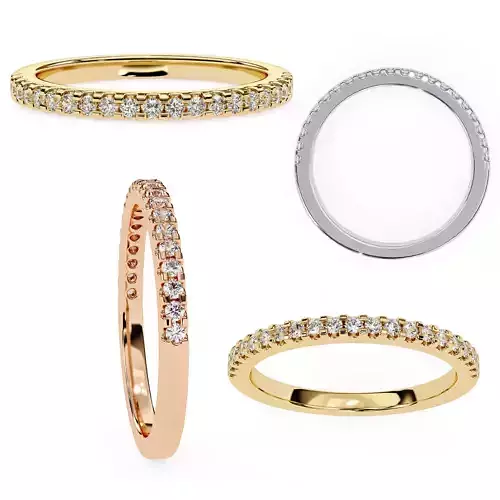 Elegant Micro-Pave Diamond Band Ring STL  3DM Files