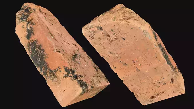 Realistic damaged yellow brick 3d scan in highpoly