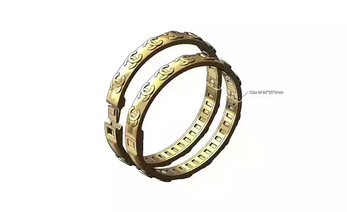 CC brand pattern rounded flexture clasp bracelet