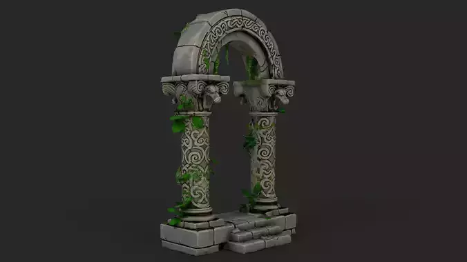 Fantasy Stone Arch Low-poly 3D model 6