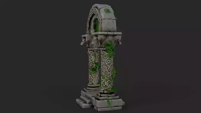 Fantasy Stone Arch Low-poly 3D model 7