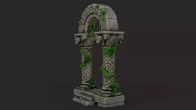 Fantasy Stone Arch Low-poly 3D model 4