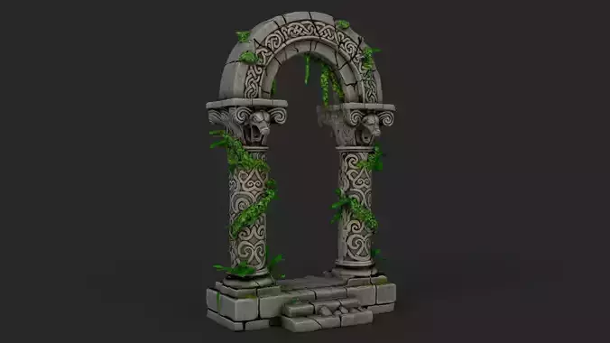 Fantasy Stone Arch Low-poly 3D model 2