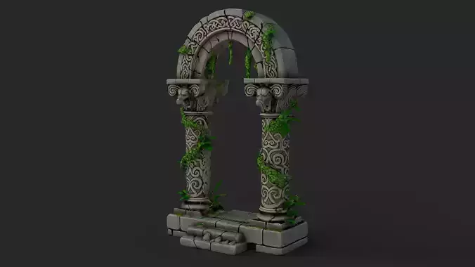 Fantasy Stone Arch Low-poly 3D model 3