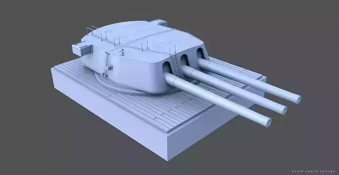 406mm Mark I triple turret - Commercial license - 1-72 scale