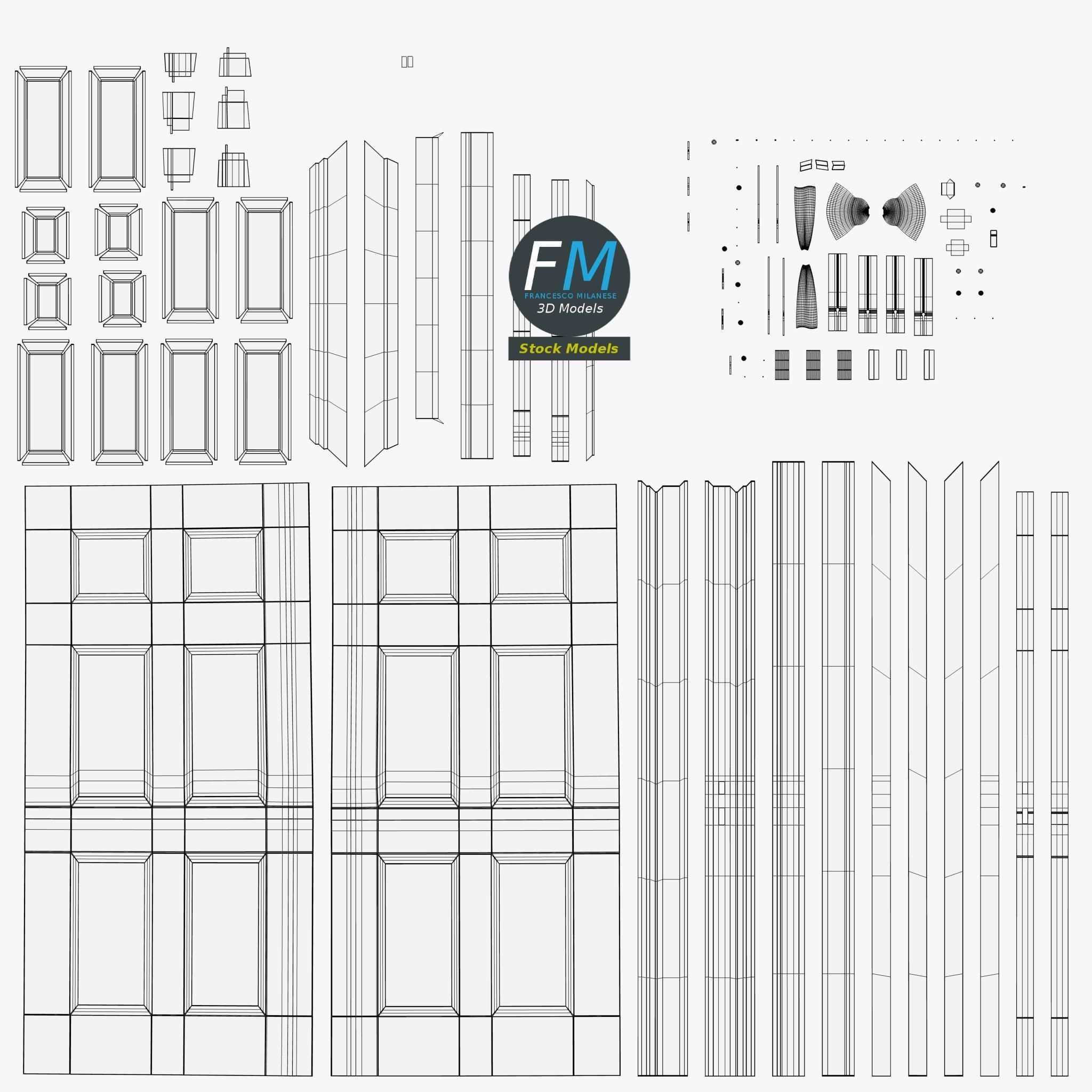 Six raised panel door 3D model_11