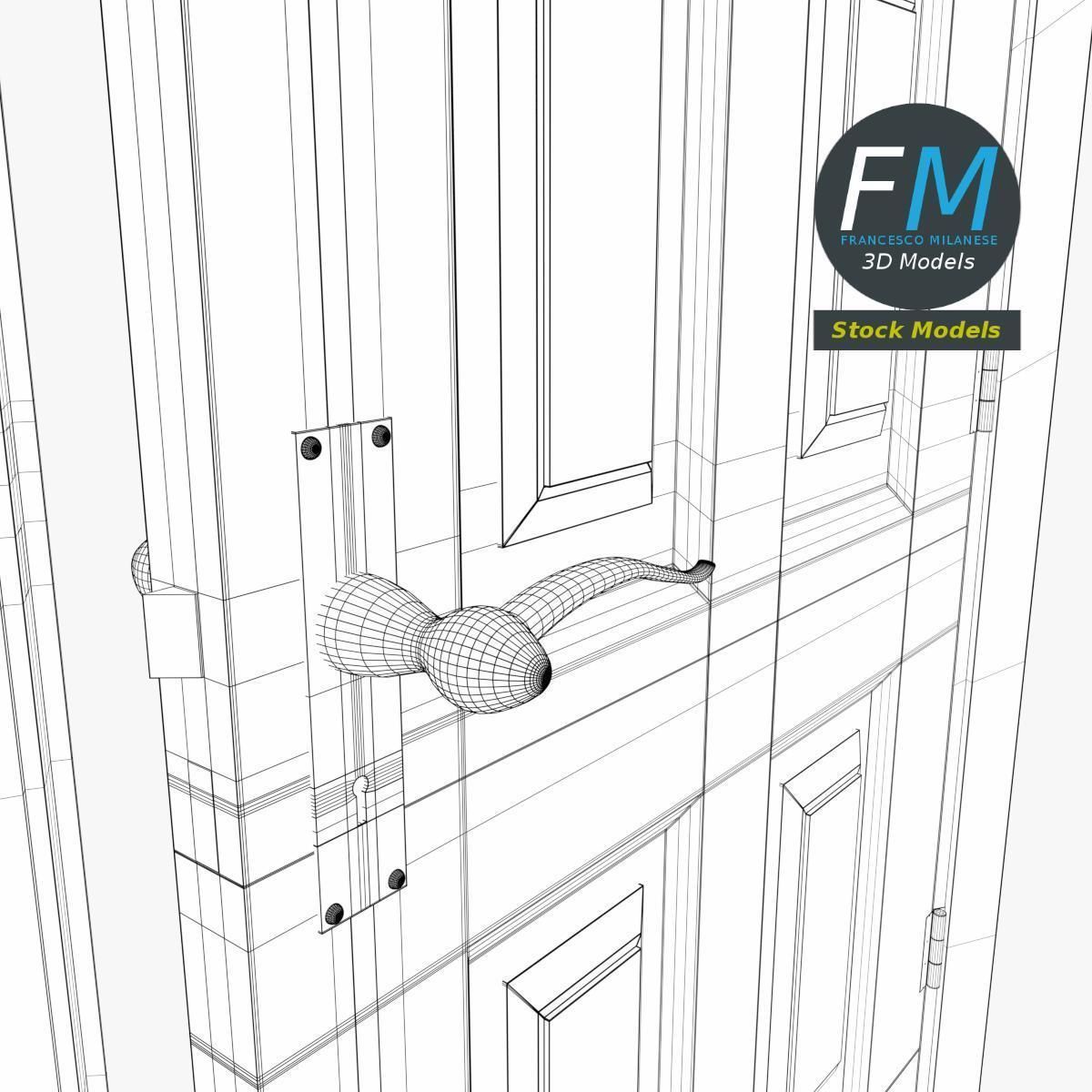 Six raised panel door 3D model_8