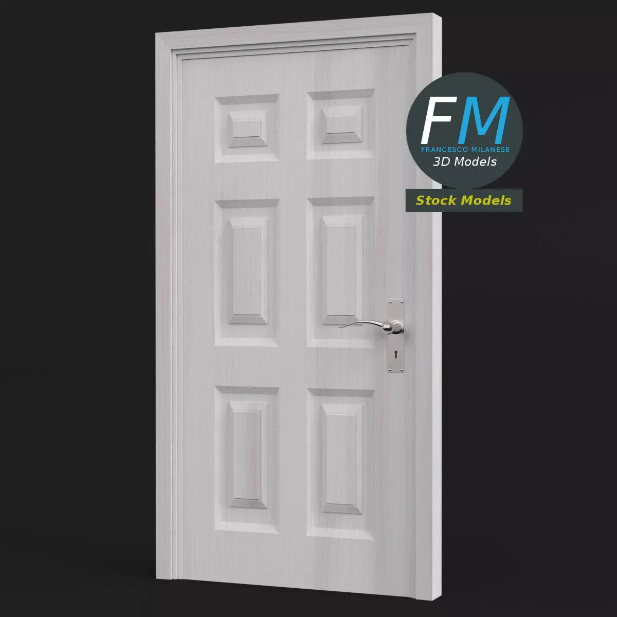Six raised panel door 3D model_0