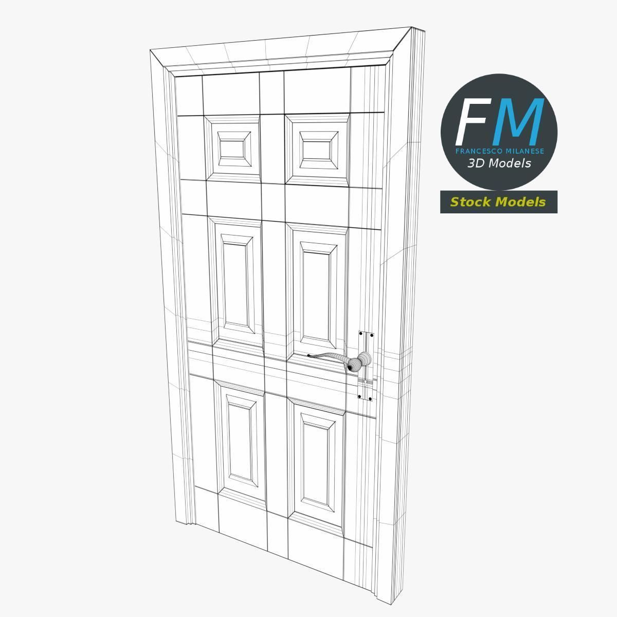 Six raised panel door 3D model_7