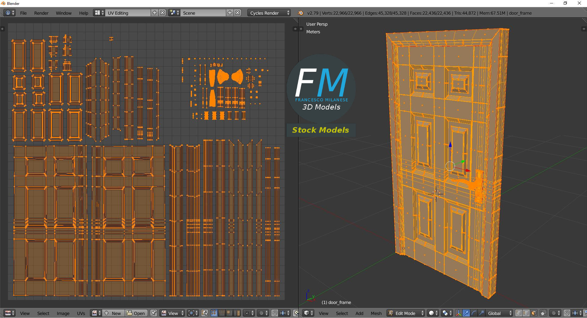 Six raised panel door 3D model_10