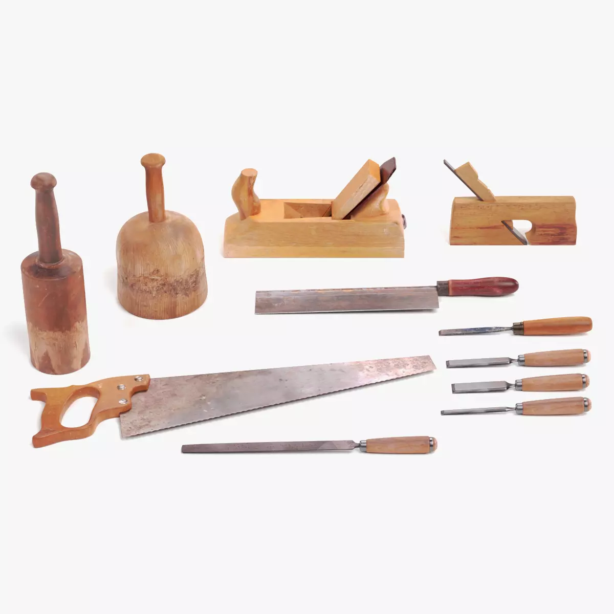 Carpentry Tools - Wooden Workshop Tool Set 3D model