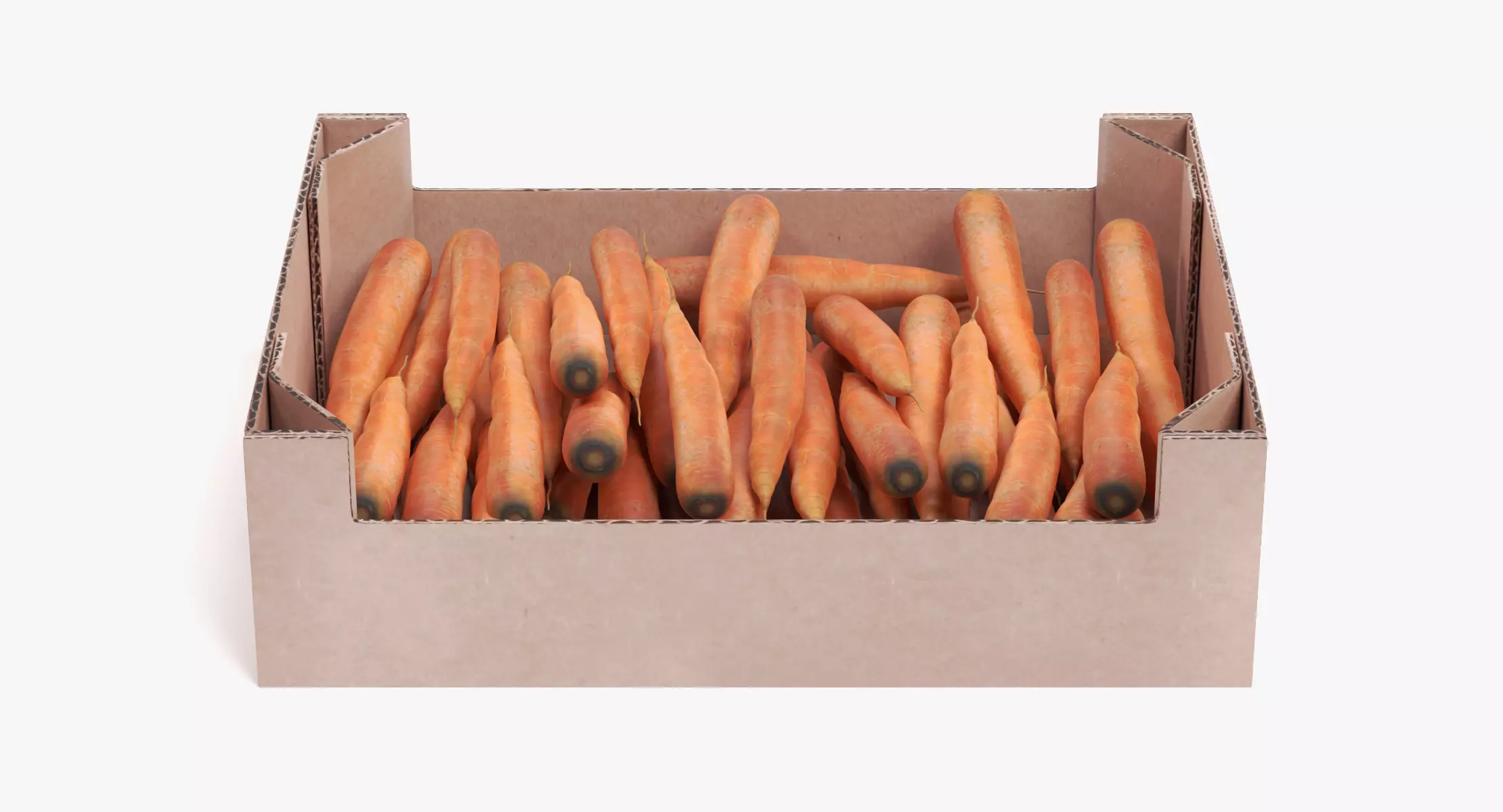Carrots in Box - Filled Cardboard Produce Crate 3D model