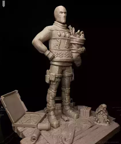  Deadpool Santa  Edition Christmas Holiday Statue Pre Supported 