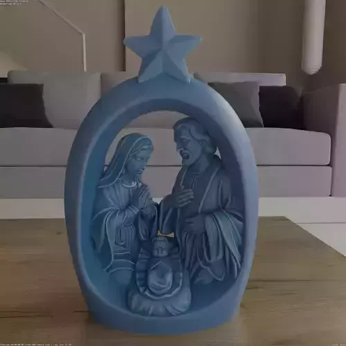 Detailed Holy Family Nativity Scene STL 3D Print Model