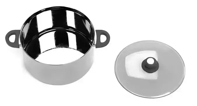 Cooking Pot V1 - Stainless Steel Kitchenware with Glass Lid 3D model 4