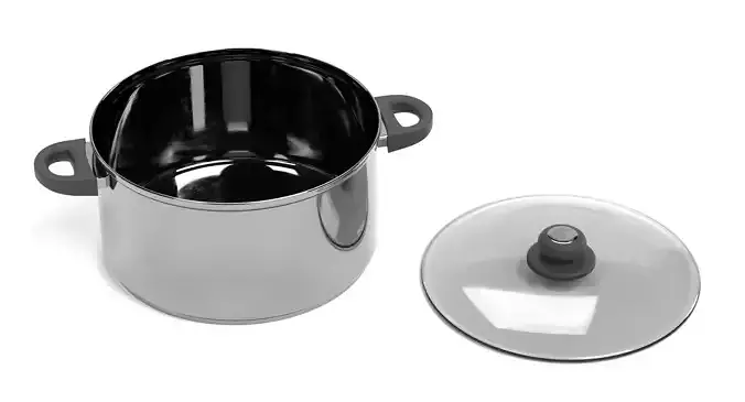 Cooking Pot V1 - Stainless Steel Kitchenware with Glass Lid 3D model 5