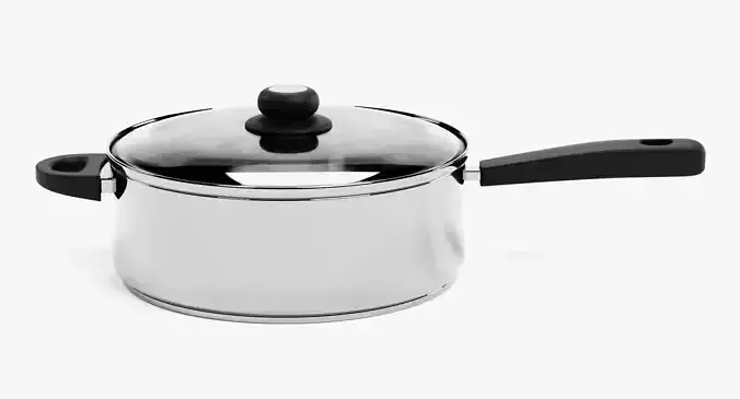 Cooking Pot V4 - Stainless Steel Kitchenware with Glass Lid 3D model 5