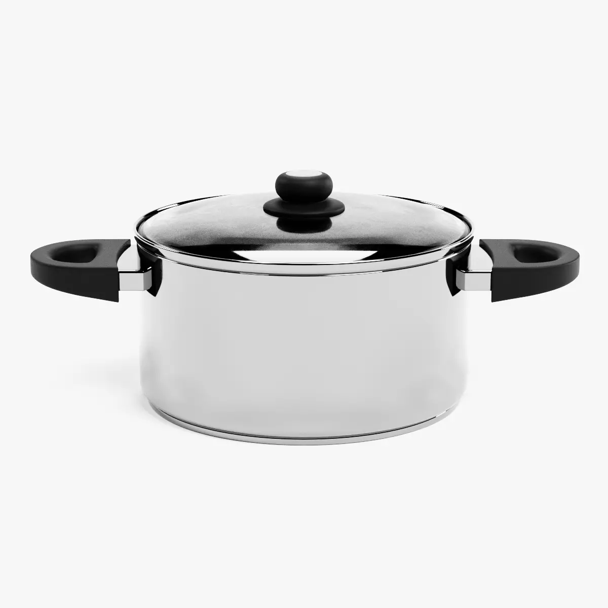 Cooking Pot V5 - Stainless Steel Kitchenware with Glass Lid 3D model