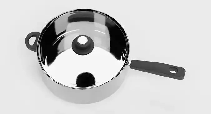 Cooking Pot V6 - Stainless Steel Kitchenware with Glass Lid 3D model 7