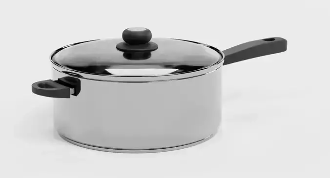Cooking Pot V6 - Stainless Steel Kitchenware with Glass Lid 3D model 4
