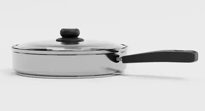 Cooking Pot V7 - Stainless Steel Kitchenware with Glass Lid 3D model 5