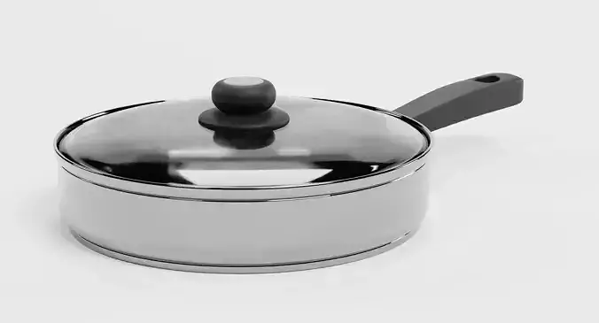 Cooking Pot V7 - Stainless Steel Kitchenware with Glass Lid 3D model 3