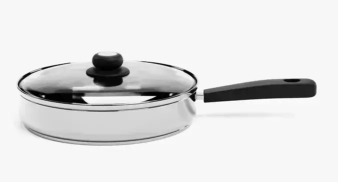 Cooking Pot V7 - Stainless Steel Kitchenware with Glass Lid 3D model 7