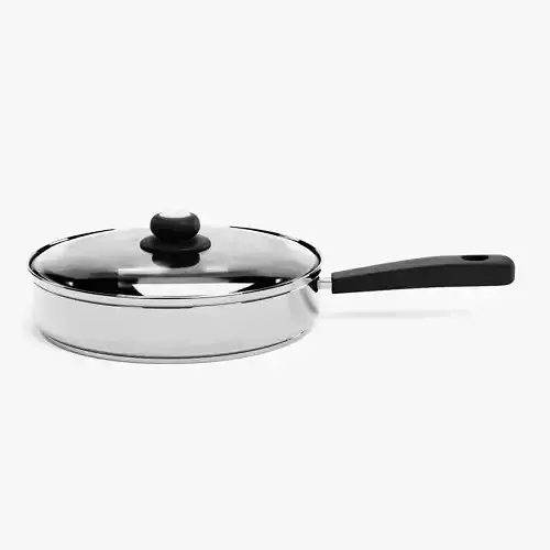 Cooking Pot V7 - Stainless Steel Kitchenware with Glass Lid 3D model
