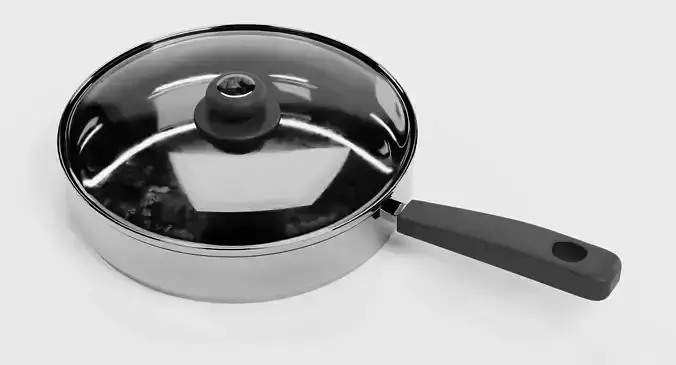 Cooking Pot V7 - Stainless Steel Kitchenware with Glass Lid 3D model 6