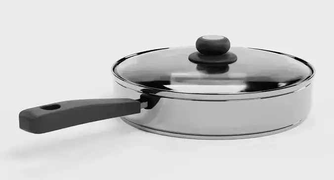 Cooking Pot V7 - Stainless Steel Kitchenware with Glass Lid 3D model 4