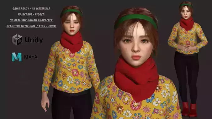 AAA 3D REALISTIC CHARACTER - BEAUTIFUL LITTLE GIRL WINTER OUTFIT